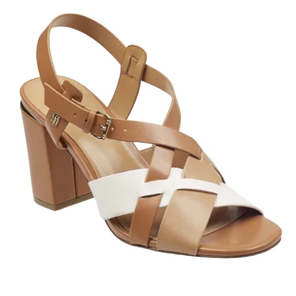 Tommy Hilfiger Shoes - Tommy Hilfiger Graysi 2 Sandals Strappy White Tan Brown Block Heel Size 10